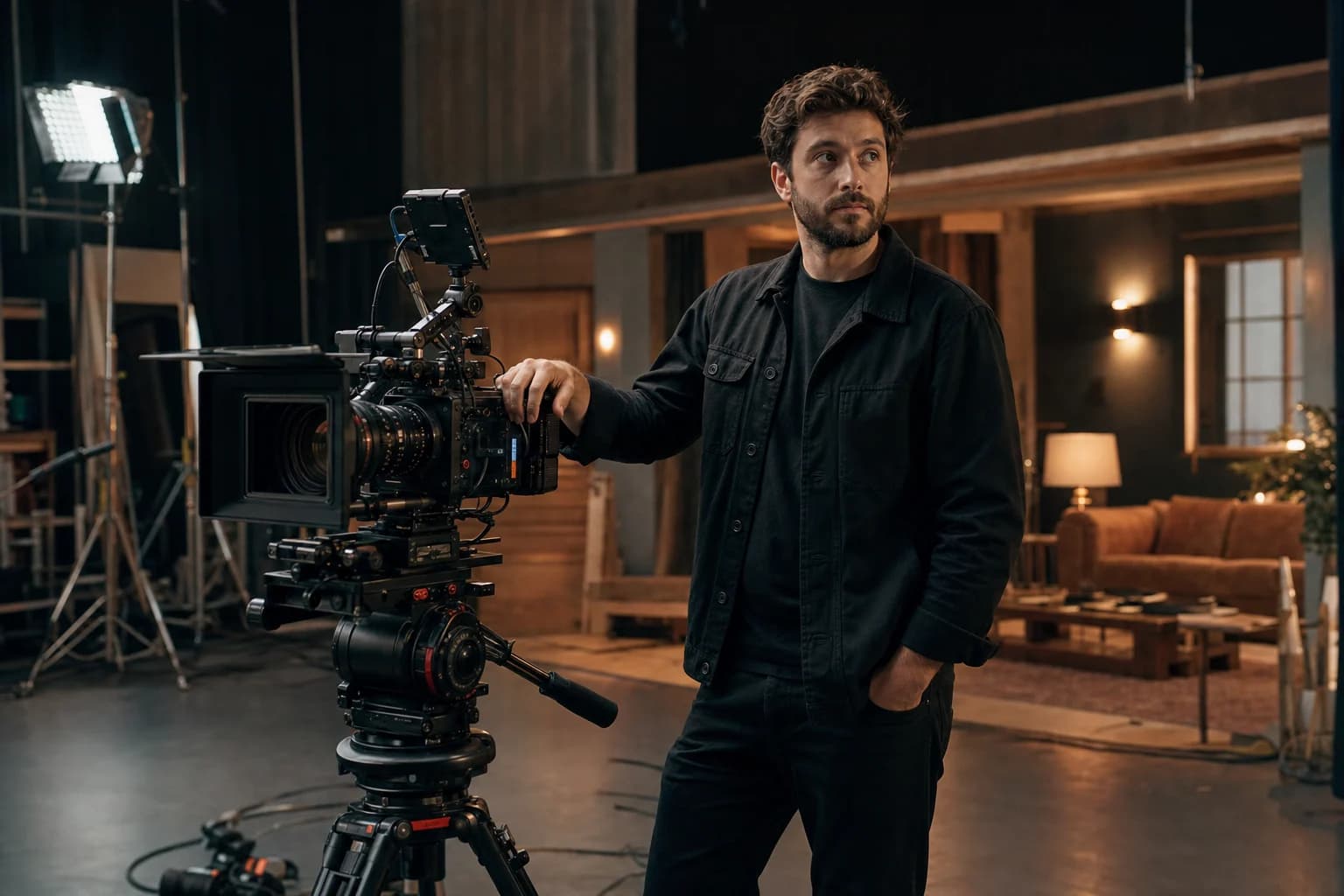 Cinematographer preparing a camera